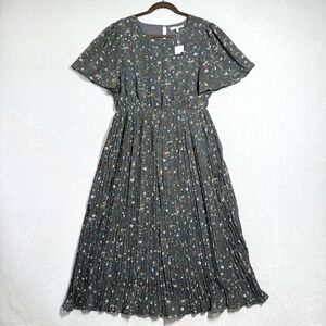 Baltic Born Dress Womens XL Belfast Pleated Midi Floral Chiffon Cottagecore NWT